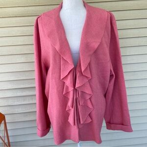 Charter Club Vibrant Pink Boiled Wool Sweater Jacket Size 3X